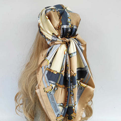 90*90cm Silk Scarf Headwraps For Women Fashion Accessory